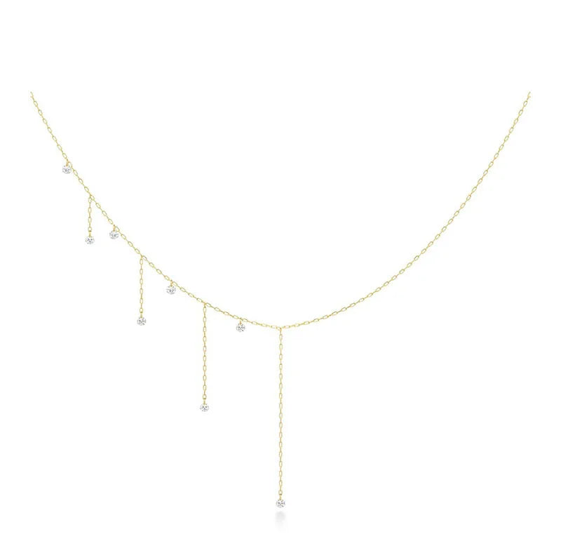 Emotional Factory 925 Sterling Silver 14K Gold Plated Gemstone Summer Stars Tassel Fairy Zircon Necklace