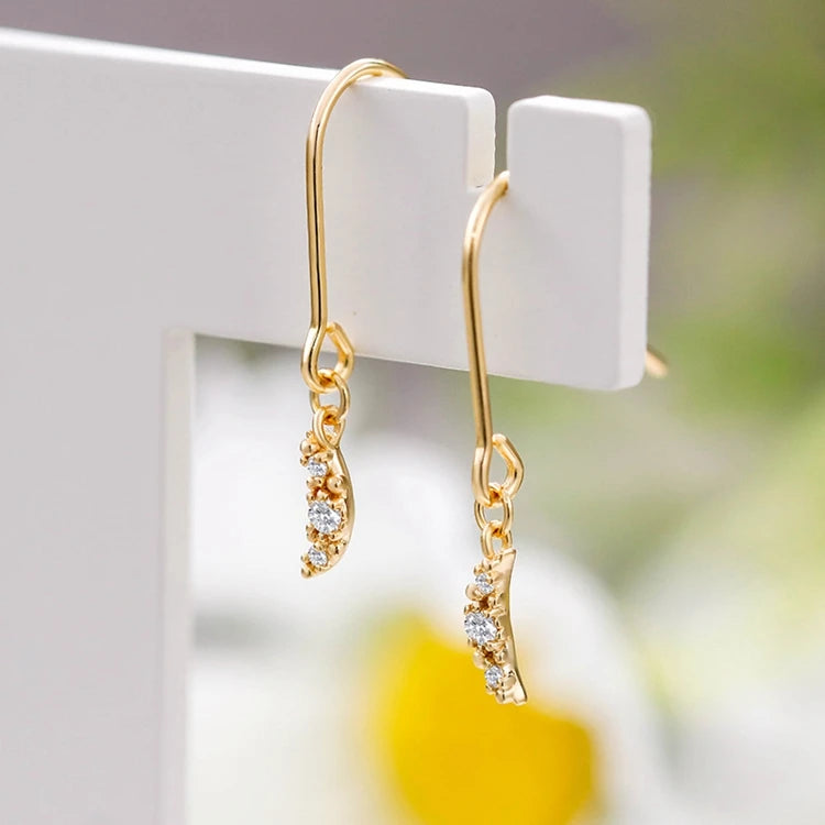 Emotional Factory 925 Sterling Silver 14K Gold Plated Gemstone Simple Earring White Zircon Moon Earrings