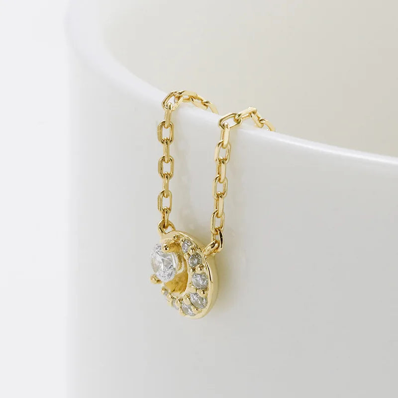 Emotional Factory 925 Sterling Silver 14K Gold Plated Gemstone Minimalist Niche Designs Round Moon Star Necklace for Women