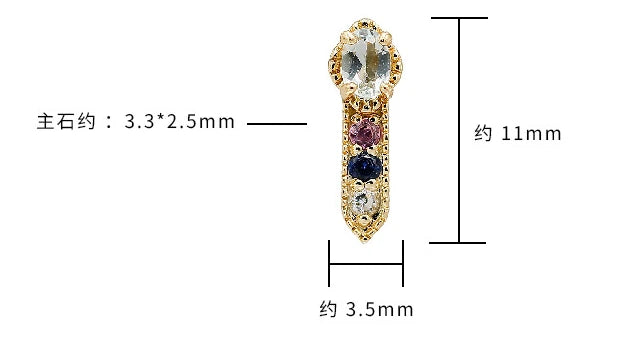 925 Sterling Silver 14K Gold Plated Synthetic Green Amethyst Red Blue Corundum Gemstone Colorful Zirconia Butterfly Earrings