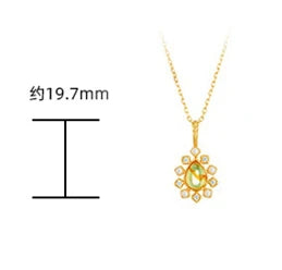 Emotional Factory 925 Sterling Silver 14K Gold Plated Gemstones Flowers Pendant Drop Amber Pendants Necklace