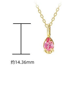 925 Sterling Silver 14K Gold Plated Gemstones Natural Rock Crystal Red Corundum Double Stone Light Luxury Necklace