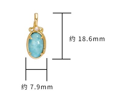 925 Sterling Silver 14K Gold Plated Gemstone Water Bottle Design Larimar Rock Crystal White Crystal Pendant Necklace