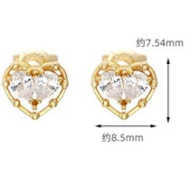 925 Sterling Silver 14K Gold Plated Gemstone Romantic Heart Shape Moissanite Engagement Proposal Earrings