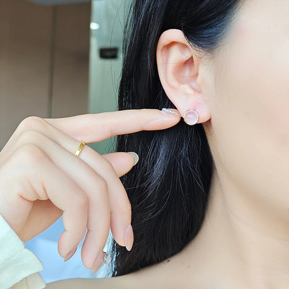 Emotional Factory 925 Sterling Silver 14K Gold Plated Gemstone Spring Cherry Blossoms Leafy Branches Rose Quartz Earrings