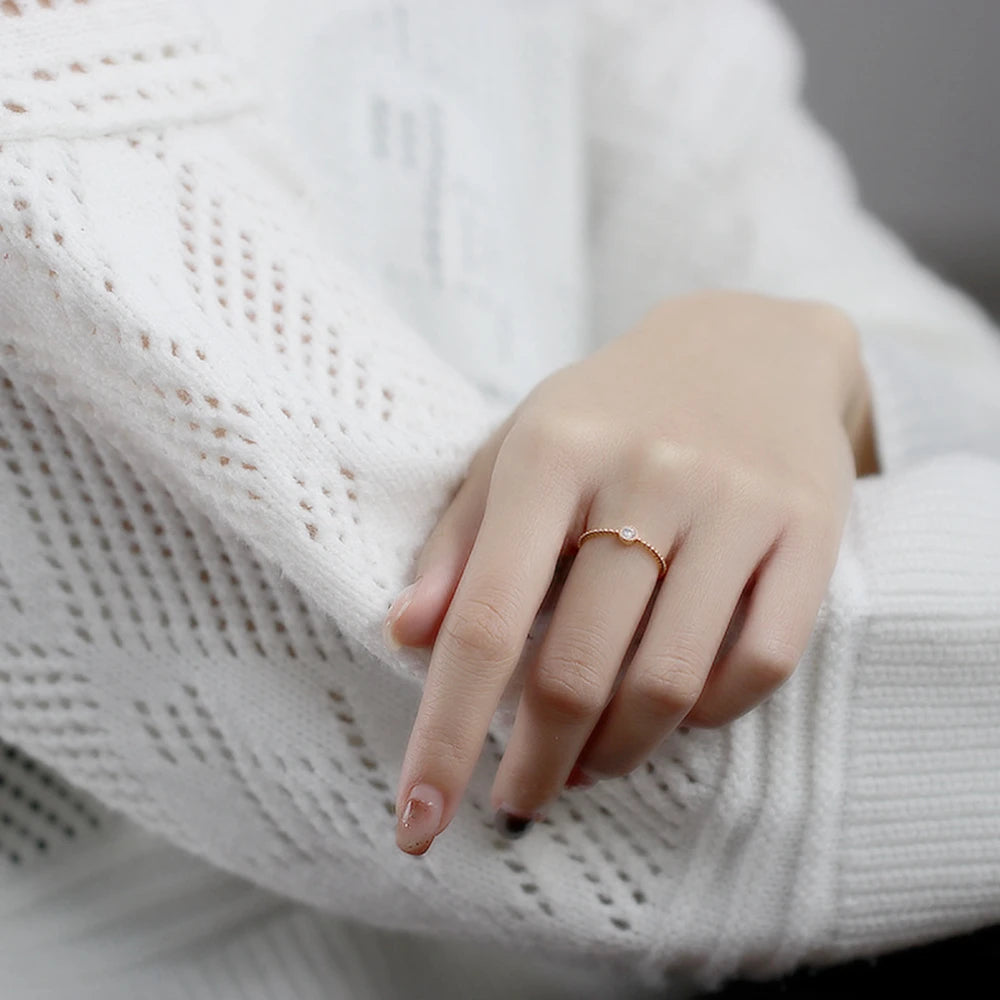 Custom 925 Sterling Silver 14K Gold Plated Natural Stone Gemstone All Match Women Rings Simple Style Fine Single Moissanite Ring