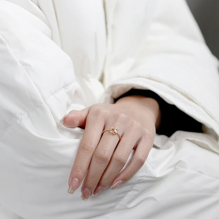 Emotional Factory 925 Sterling Silver 14K Gold Plated Gemstone Hollow Star Blue Quartz Stone Ring