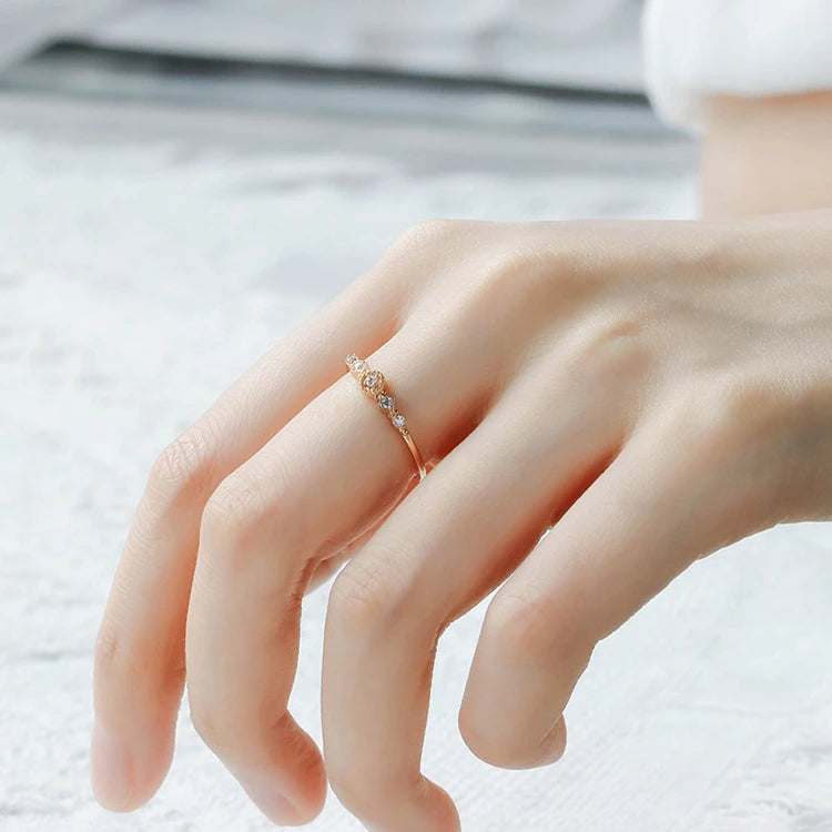 Emotional Factory 925 Sterling Silver 14K Gold Plated Gemstone Retro Vintage Cz Zircon Simple Geometric Matching Ring