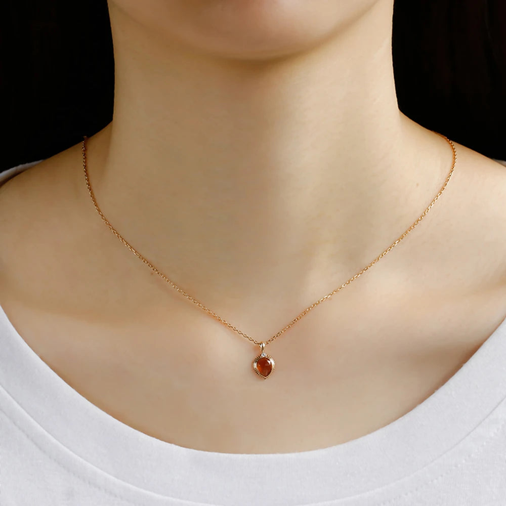 925 Sterling Silver 14K Gold Plated Gemstone Time Drop Cz Zircon Synthetic Amber Necklace
