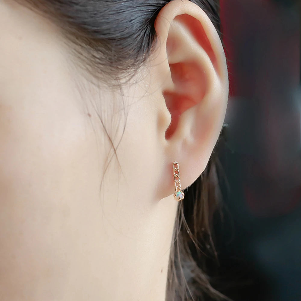 Vintage Artificial Opal Simple Bead Chain Shaped Earrings