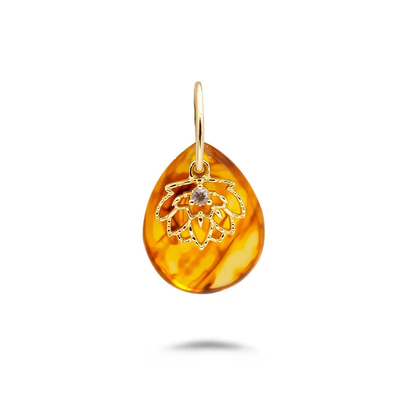 Emotional Factory 925 Sterling Silver 14K Gold Plated Natural Gemstone Amber Cordierite Iolite Pendant