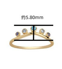 925 Sterling Silver 14K Gold Plated Blue Green Zircon Leaves Branches Ring