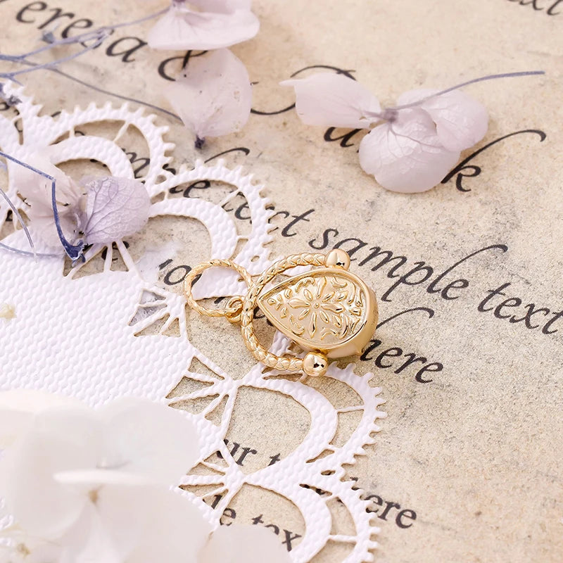 French Retro Style Double-sided Reversible S925 Silver Plated 14K Gold Necklace Pendant Turquoise + Blonde Crystal Drop-shaped d