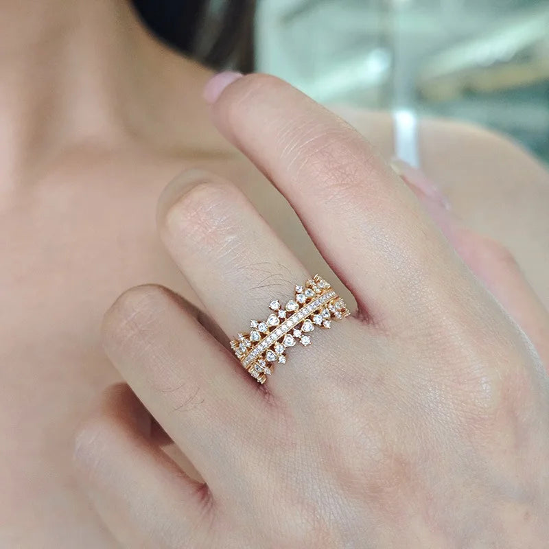 Emotional Factory 925 Sterling Silver 14K Gold Plated Lace Sparkling Micro-Paved Zircon Ring