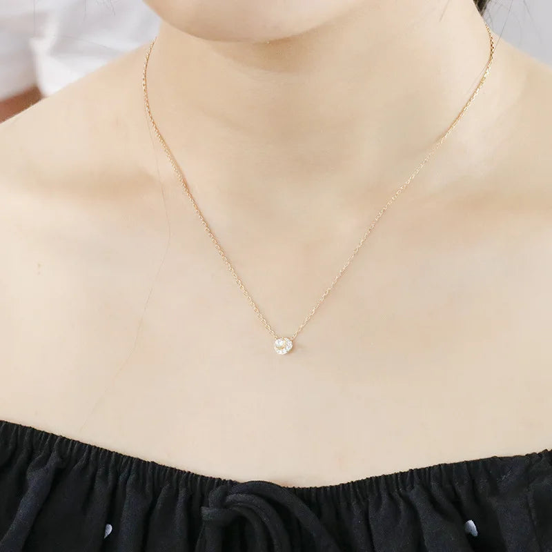 Emotional Factory 925 Sterling Silver 14K Gold Plated Gemstone Minimalist Niche Designs Round Moon Star Necklace for Women