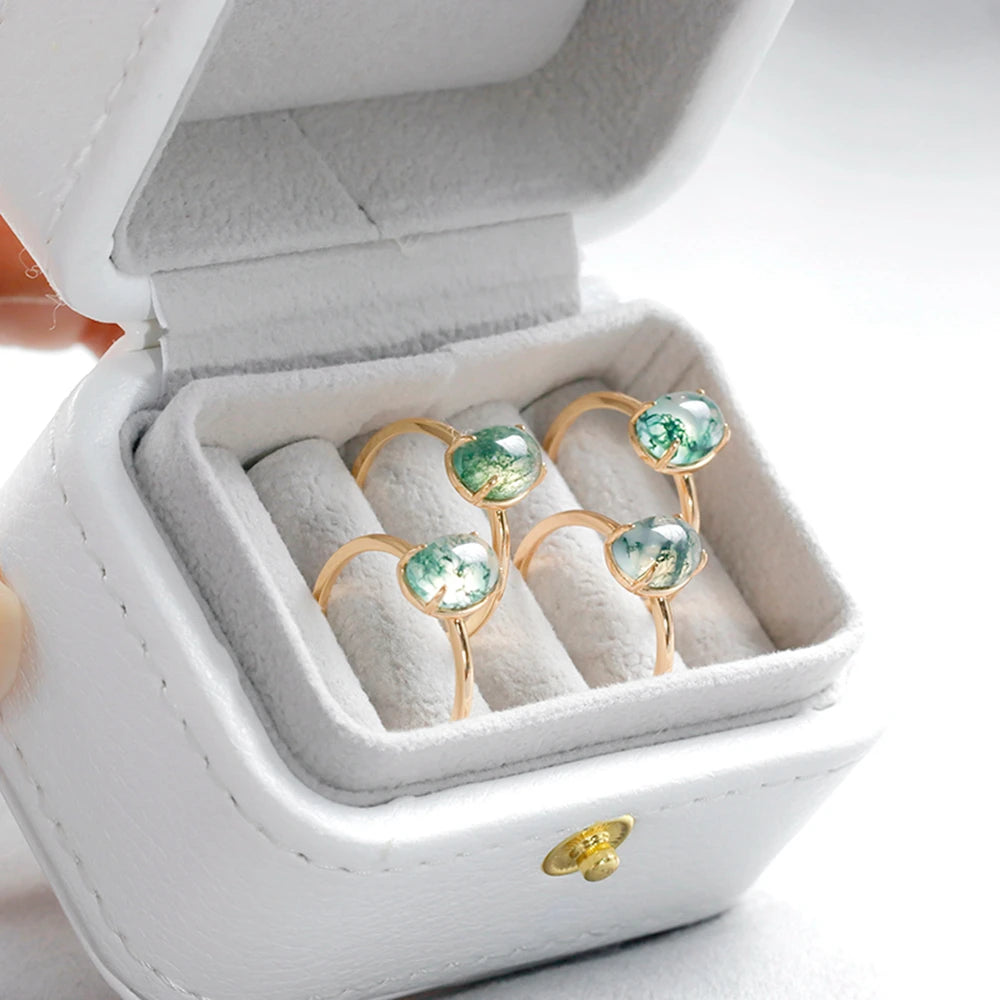 Gem Simple Chinese Landscape Painting Natural Aquatic Onyx Ring