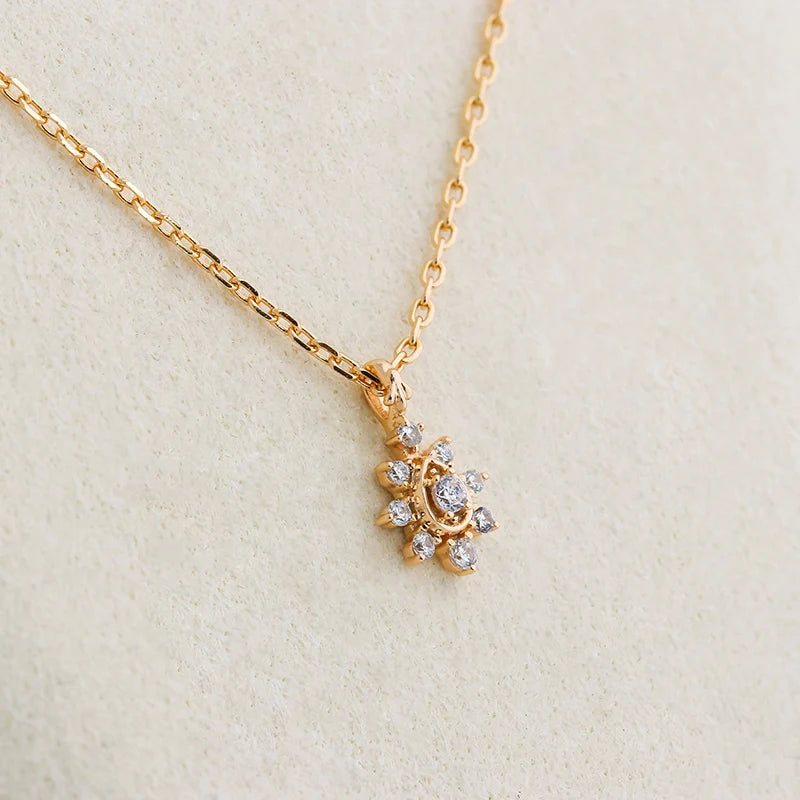 Japanese Luxury Style S925 Silver Plated 14k Gold White Zircon Necklace