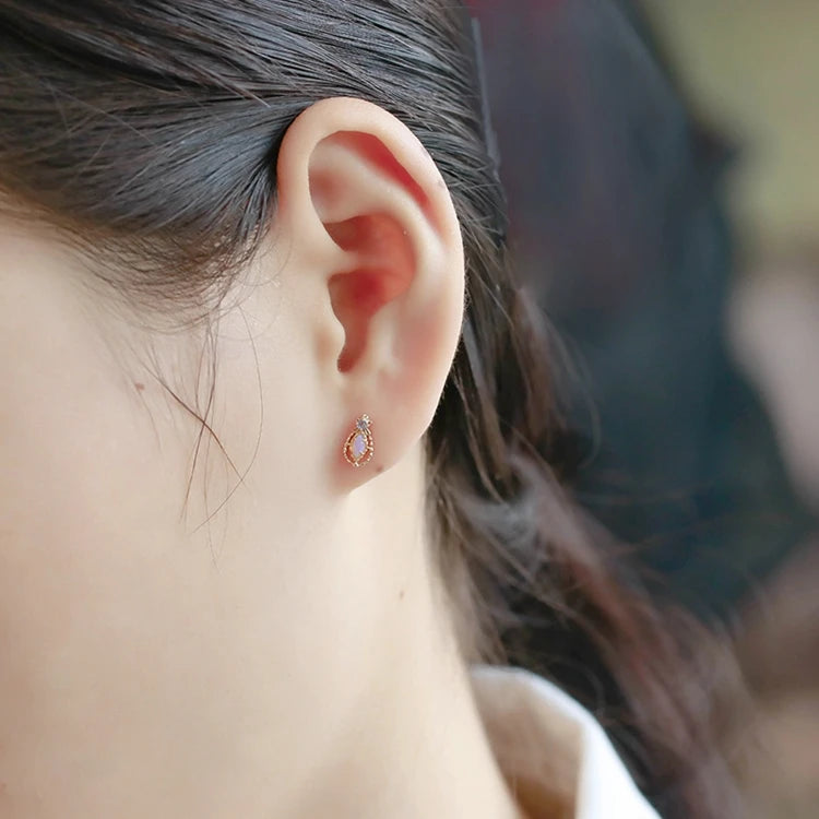 Emotional Factory 925 Sterling Silver 14K Gold Plated Gemstones Vintage Light Luxury Tanzanite Zirconia Opal Australia Earrings