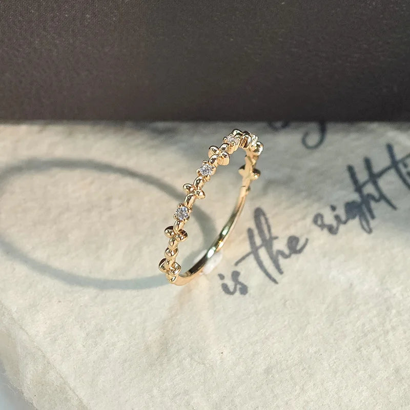 Emotional Factory 925 Sterling Silver 14K Gold Plated Gemstone Cz Zircon Flower Ring for Women Gift Wedding