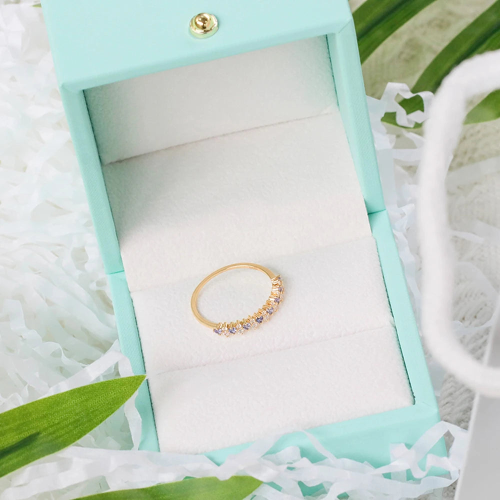 Tanzanite Zircon Double Row Micro Zirconia Fine Ring for Women