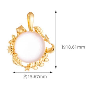 Emotional Factory 925 Sterling Silver 14K Gold Plated Gemstone Pink Crystal Leaf Star Pendant