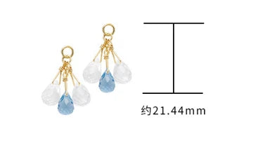 Emotional Factory 925 Sterling Silver 14K Gold Plated Gemstone Bead Pendant Blue topaz Stone Earrings