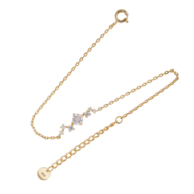 QUANQING Jewelry New Product Pure Silver Electroplated 14K Gold Bracelet Brilliant Star River Moonlight Stone Women's Bracelet