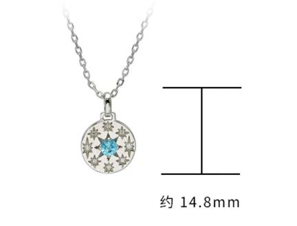 925 Sterling Silver 14K Gold Plated Gemstone Geometric  Round Star Apatite Pendant Necklace