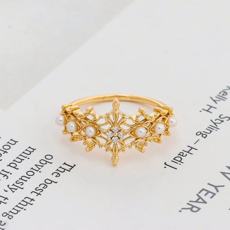 2024 Spring New Arrival Nojes * Same Sweet Style Freshwater Pearl Lace S925 Sterling Silver  Ring