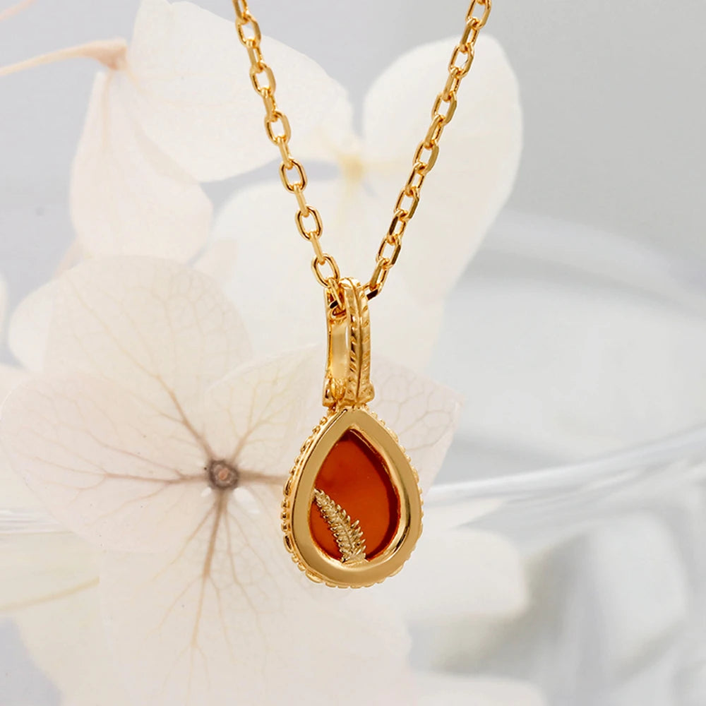Gemstone Retro Drop Artificial Amber Necklace