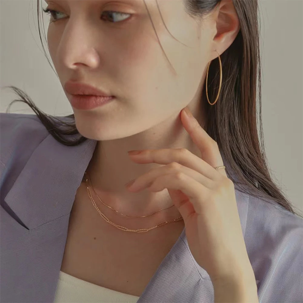 Emotional Factory 925 Sterling Silver 14K Gold Plated Layering Style Glitter Chain Necklace