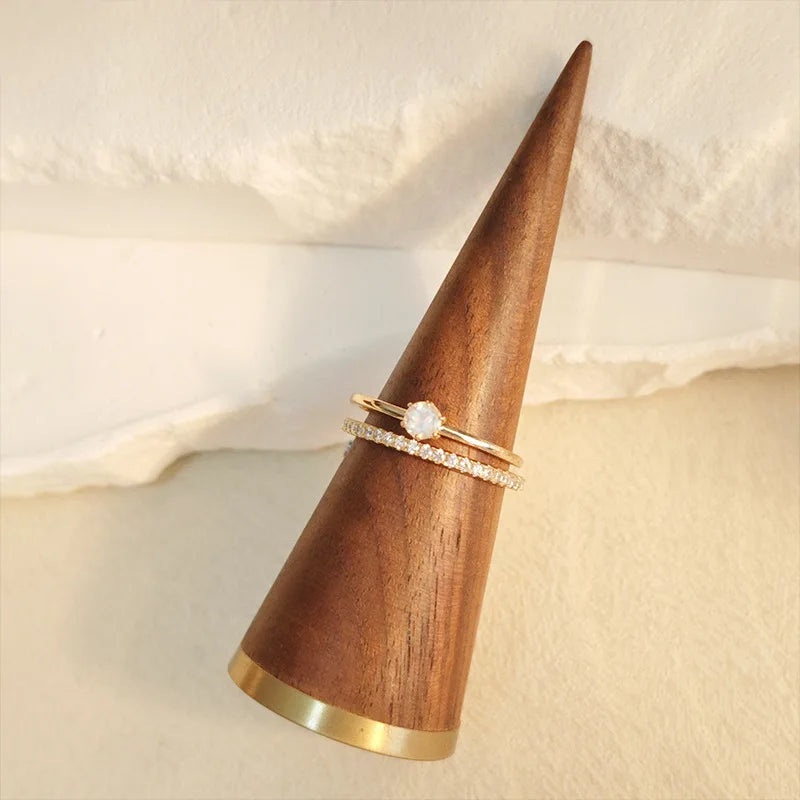 Emotional Factory 925 Sterling Silver 14K Gold Plated Gemstone Sample Stacking Full Star Row Zircon Ring