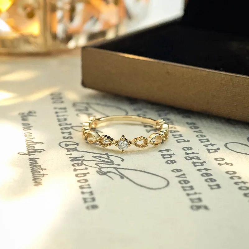 Emotional Factory 925 Sterling Silver 14K Gold Plated Gemstone Sample Stacked Thin Moissanite Ring