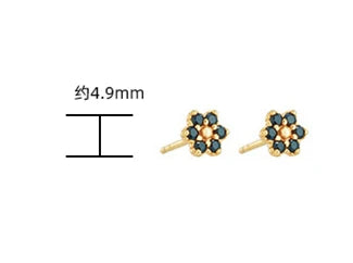 Emotional Factory 925 Sterling Silver 14K Gold Plated Gemstones Small Flower Twist Natural Black Onyx Earrings