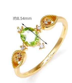 925 Sterling Silver 14K Gold Plated Gemstone Oval Bead Green Peridot Ring