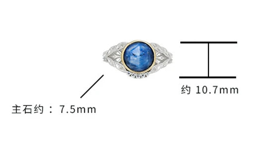 Emotional Factory 925 Sterling Silver 14K Gold Plated Gem Stone Gemstone Cz Zircon Literary Retro Kyanite Ring