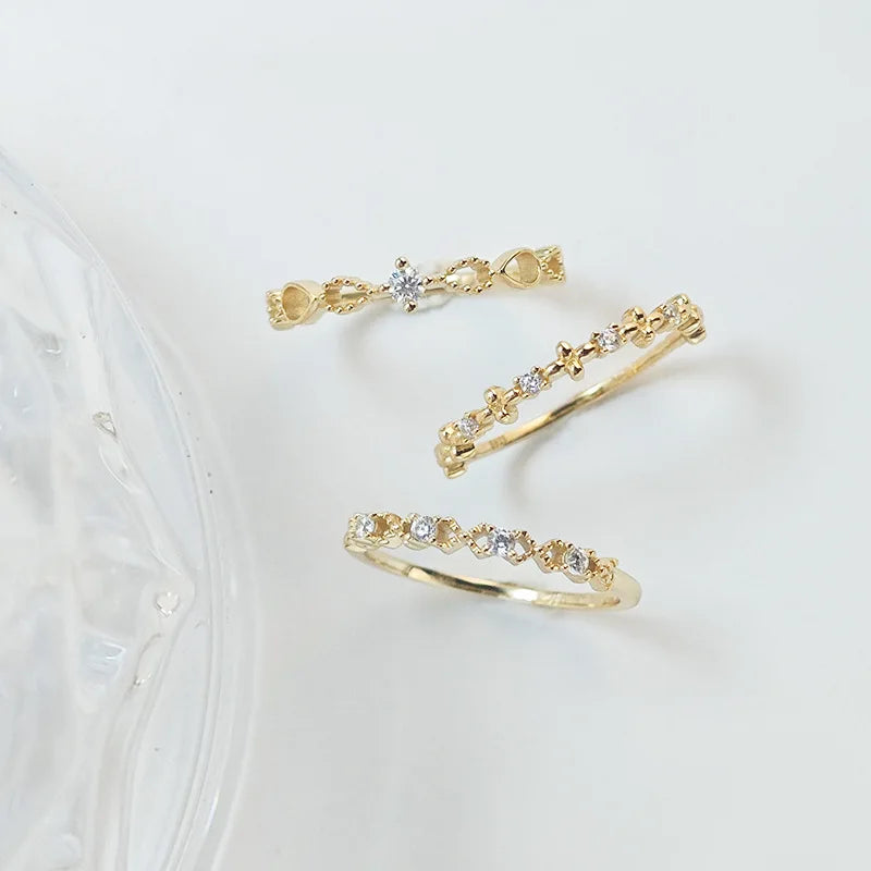 Emotional Factory 925 Sterling Silver 14K Gold Plated Gemstone Sample Stacked Thin Moissanite Ring