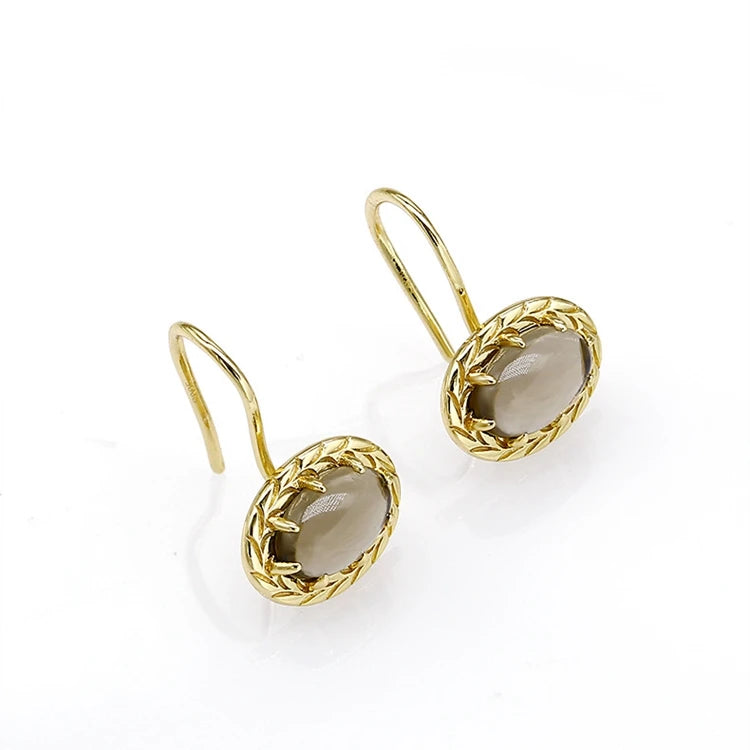 Emotional Factory 925 Sterling Silver 14K Gold Plated Gemstone Natural Citrine Drop Pendant Earrings