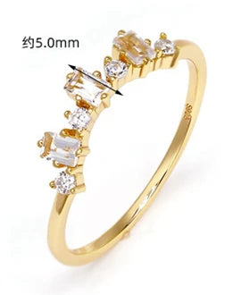 Custom Factory 925 Sterling Silver 14K Gold Plated Gem Gemstone Square White Topaz Stack Ring