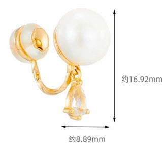 Emotional Factory 925 Sterling Silver 14K Gold Plated Gemstone Bread Beads White Topaz Ear Clip Earrings
