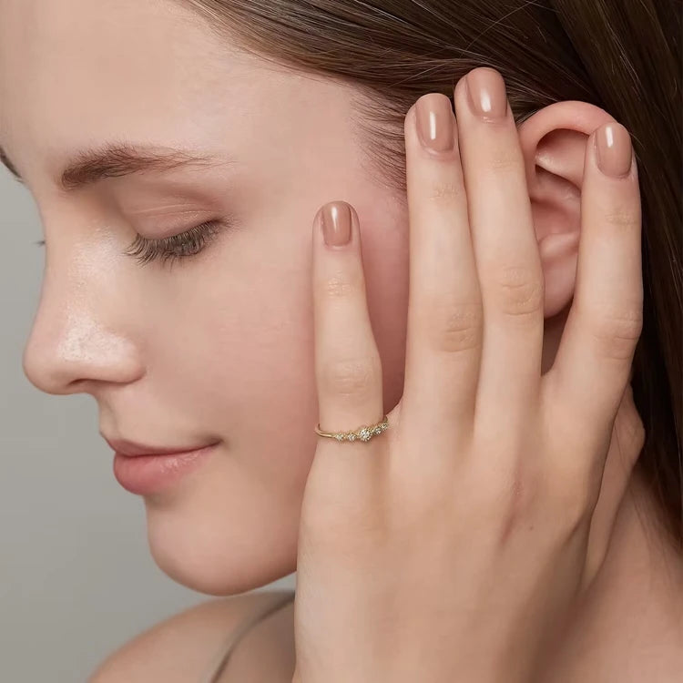 Emotional Factory 925 Sterling Silver 14K Gold Plated Gemstone Retro Vintage Cz Zircon Simple Geometric Matching Ring