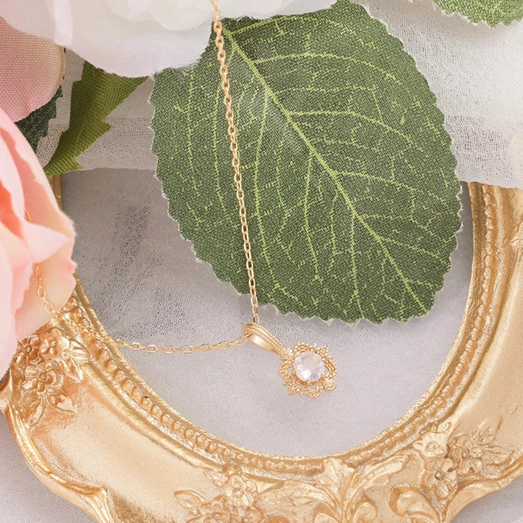 925 Sterling Silver 14K Gold Plated Gemstone Custom Gems Geometry Pendant Natural Pink Crystal Pendant