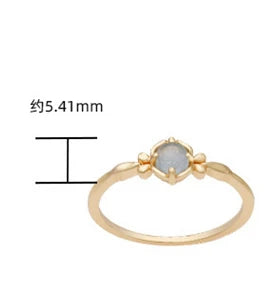925 Sterling Silver 14K Gold Plated Gemstone Natural Aquamarine Geometric Bee Ring