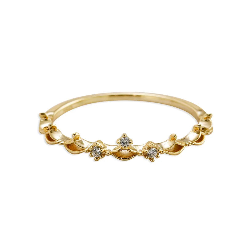 Emotional Factory 925 Sterling Silver 14K Gold Plated Gemstone Retro Advanced Stacking Niche Designs Ladylike Skeleton Lace Ring