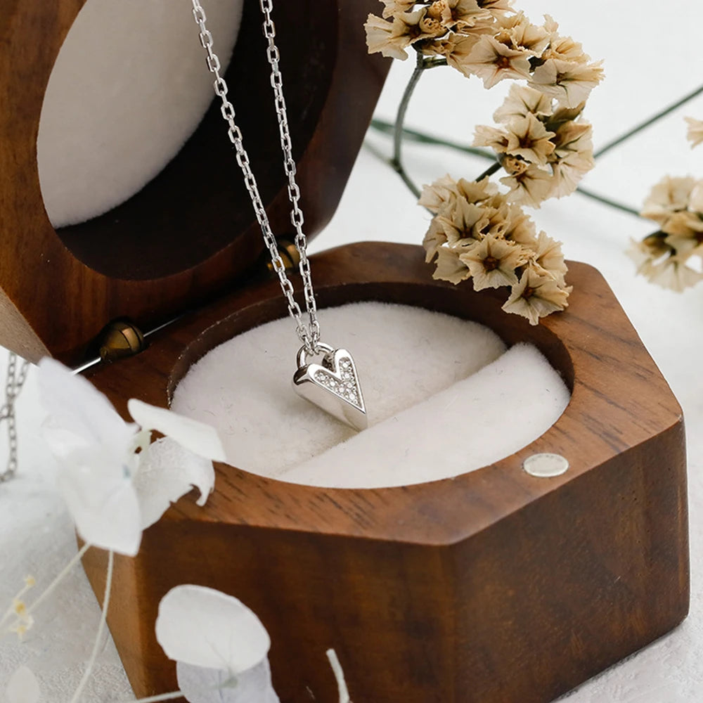 Emotional Factory 925 Sterling Silver 14K Gold Plated Cz Zircon Micro-Set Pendant Peach Heart Necklace