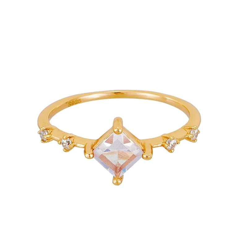 Emotional Factory 925 Sterling Silver 14K Gold Plated Gemstone Zircon Pink Lavender Topaz Ring