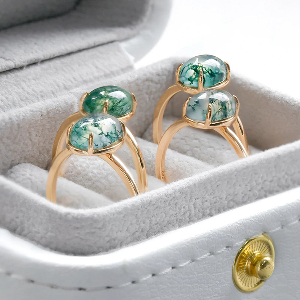 Gem Simple Chinese Landscape Painting Natural Aquatic Onyx Ring