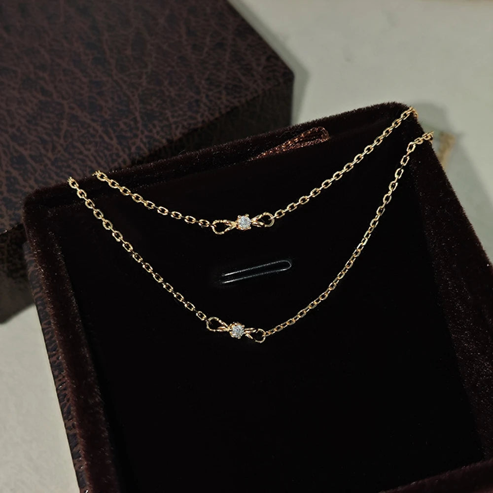 Emotional Pulseras De Mujer Factory 925 Sterling Silver 14K Gold Plated Gemstone Mini Compact Ribbon Moissanite Bracelet