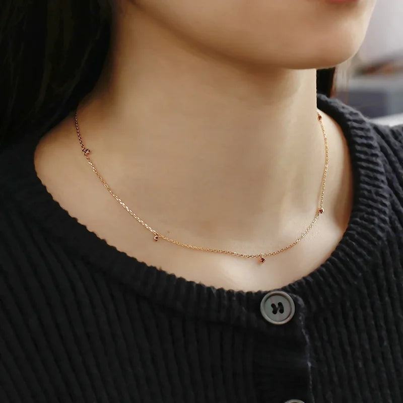 Emotional Factory 925 Sterling Silver 14K Gold Plated Gemstone Exquisite Women'S Natural Red Garnet Starry Sky Necklace