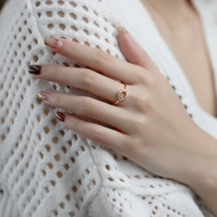 Emotional Factory 925 Sterling Silver 14K Gold Plated Gemstone Hollow Wisp 0 O Shaped Ring